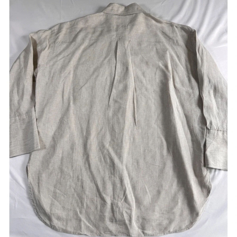Banana Republic Linen Oversized Shirt Men Large Oatmeal Beige Minimalist Coastal